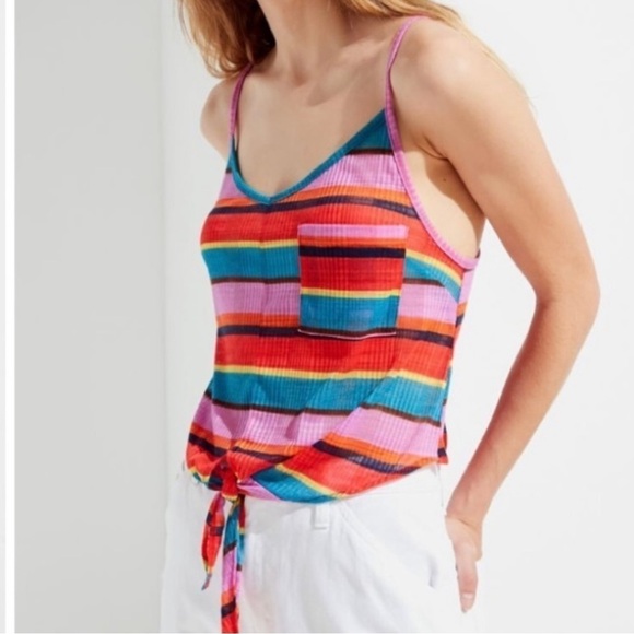 UO Quinn Striped Tie Waist Cami - Picture 1 of 10
